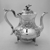 .Repousse Oak Leaf  Acorn Teapot Jones Ball and Co Boston 1854