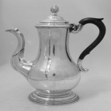 .Large Coffee Pot Wood and Hughes Coin SIlver 1845