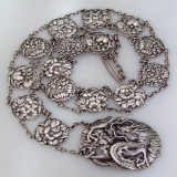.Japanese Dragon Flower Belt Sterling Silver 1900
