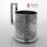.Russian 84 Standard Silver Engraved Podstakannik Tea Glass Holder 1888