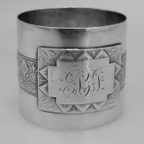 .Aesthetic Napkin Ring Wood and Hughes 1875 Coin Silver