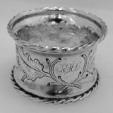 .American Coin Silver Acorn And Oak Leaf Repousse Napkin Ring 1860