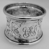 .American Coin Silver Floral Repousse Napkin Ring 1865