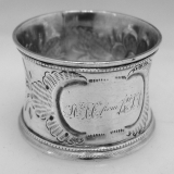 .American Coin Silver Floral Repousse Napkin Ring 1860