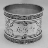 .Aesthetic Napkin Ring Wood and Hughes Sterling Silver 1890 
