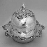 .Covered Butter Dish Ornate Floral Wreath Shreve Sterling Silver 1895
