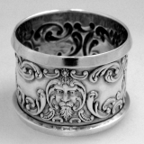 .Lion Napkin Ring Sterling SIlver Levi and Salaman Birmingham 1907