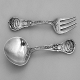 .Zodiac Spoon Fork Pisces Groham 1894 Sterling Silver