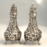 .Repousse Salt Pepper Shakers A G Schultz Sterling Silver 1910