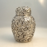 .Sterling Silver Repousse Tea Caddy Knowles 1880