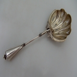 .George Sharp Collared Ivy Leaf Sifter Ladle 1865 Sterling Silver