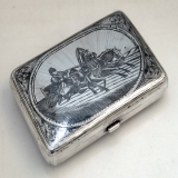 .Russian Troika Silver Niello Snuff Box 1900