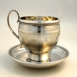 .Southern Coin Silver Cup & Saucer New Orleans Hyde & Goodrich 1860
