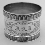 .Aesthetic Palmette Napkin Ring Wood and Hughes Sterling Silver 1880