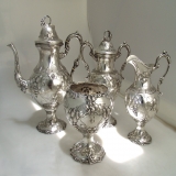 .American Coin Silver Tea Set Richard Fisher  Francis Cooper NYC 1854-1862