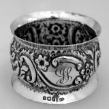 .English Sterling Silver Repousse Napkin Ring Birmingham 1909