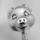 .Sterling Silver Figural Piggy Baby Rattle 1950