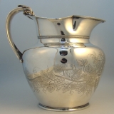.Gorham Coin Silver Water Pitcher Grape Motif Providence 1860.