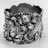 .Large Ornate Sterling Silver Orchid Napkin Ring 1900