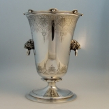 .Gorham Coin Silver Vase Lions Head Handles 1865