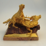 .Russian Gilt Bronze Statuette Figural Dog and Stag 1890 