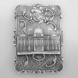 .Card Case US Capitol Washington′s Tomb Coin Silver 1850