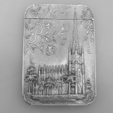 .Card Case Trinity Church Philadelphia Water Works 1850 Coin Silver