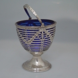 .Georgian Sugar Basket Robert Hennell 1794 Cobalt Glass Sterling Silver