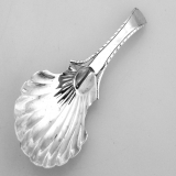 .Tea Caddy Spoon Feather Edge Shell Bowl Sterling Silver 1800