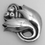 .Georg Jensen Tulip Brooch Pin 1945 Sterling Silver
