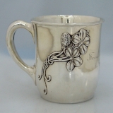 .Four Leaf Clover Baby Cup SHreve and Co San Francisco Sterling Silver 1900