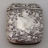 .American Sterling Silver Match Safe By Whiting Heraldic Pattern 1880