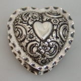 .Sterling Silver Heart Shaped Box Repousse Scroll Motif Birmingham 1891