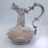 .Impressive French 950 Sterling Silver Cut Crystal Claret Decanter by Henri Sufflot Paris 1901