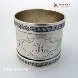 .Napkin Ring Applied Floral Border Coin Silver 1880
