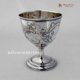 .Repousse Floral Scroll Goblet Thomas Evans 1860 Coin Silver