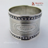 .Lizzie Napkin Ring Coin Silver Engine Turned 1860