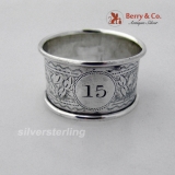 .Floral Engraved Napkin Rings 1901 Sanders Shepherd 1901 Sterling Silver