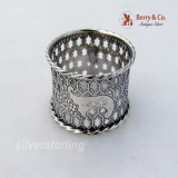 .Rope Border Star Cut Napkin Ring Coin Silver 1860