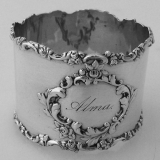 .Floral Scroll Baroque Napkin Ring American Sterling Silver Alma 1890