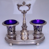 .Double Salt Dish Stand Houzet 1812 Paris 950 French Sterling