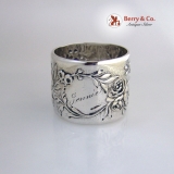 .Floral Repousse Napkin Ring Sterling Silver Whiting 1890