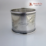 .Floral Engraved Coin Silver Napkin Ring 1880