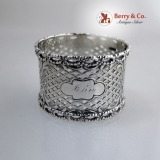 .Twisted Rope Cut Work Napkin Ring Coin Silver 1860 John