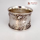 .Rose Scroll Napkin Ring Applied Gorham Sterling Silver 1900