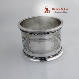 .Foliate Beaded Rim Large Napkin Ring Coin Silver 1870