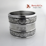 .Aesthetic Floral Foliate Napkin Ring Gorham Sterling Silver 1880