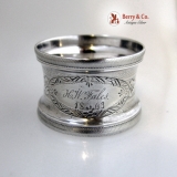 .Engine Turned Napkin Ring Engraved Foliate Coin Silver 1863