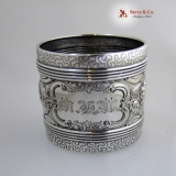 .Repousse Floral Napkin Ring Coin Silver 1880