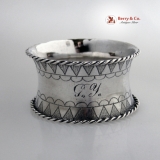 .Huge Rope Border Napkin Ring Coin Silver 1861
